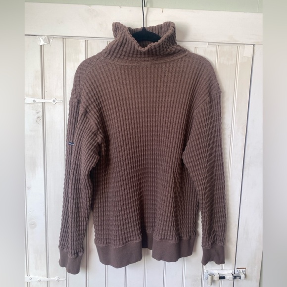 Manastash Mens Brown Snnuggle Thermal Bulky Neck Ribbed Sweater Small - Picture 4 of 12